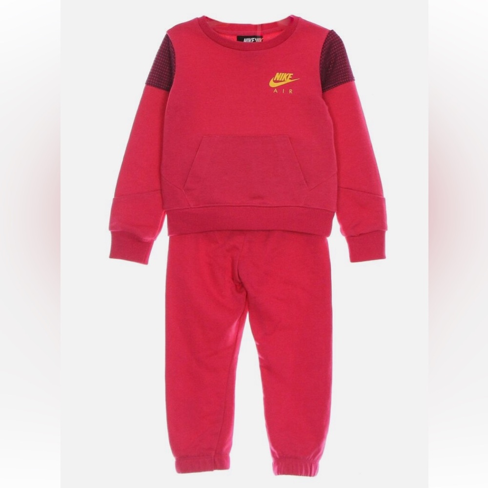 NIKE Full Suit Girl Air Crew & jogger Set Rush Pink Xs 4